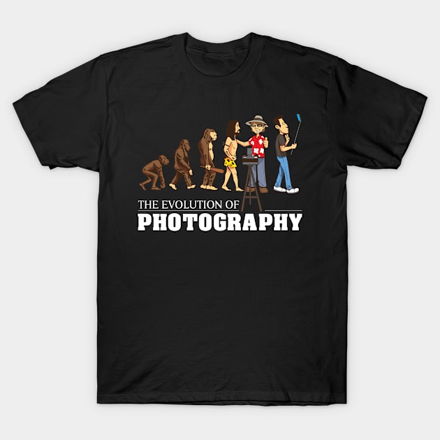 Evolution of photography from retro camera to selfie stick T-Shirt by Cedinho